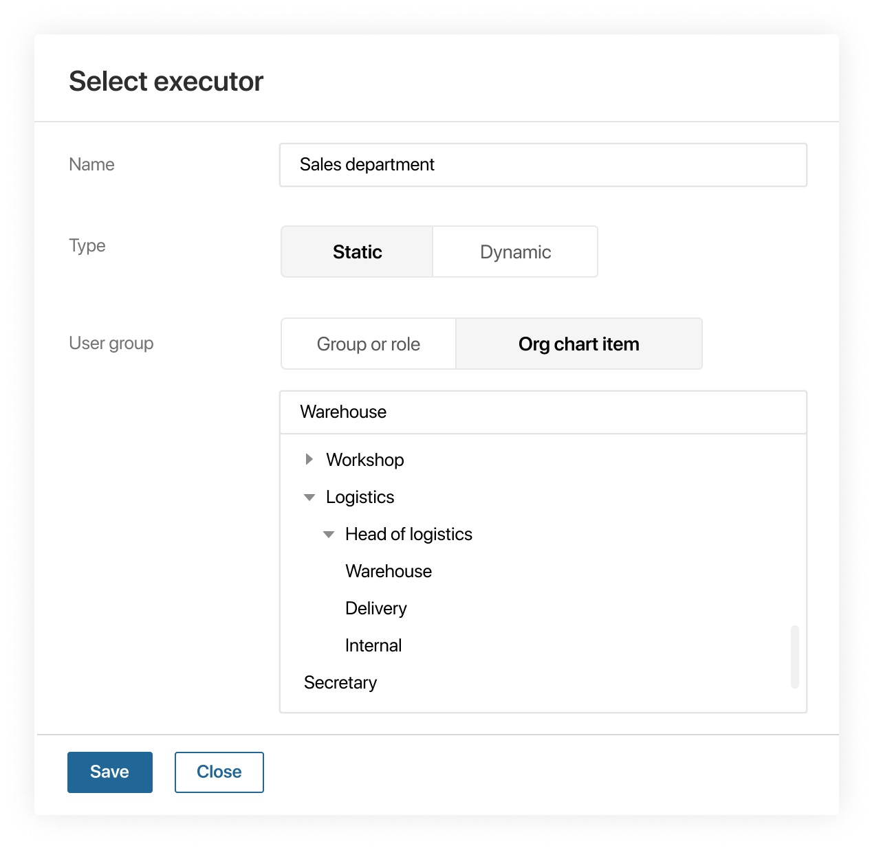 Flexible Wahl des Ausführenden