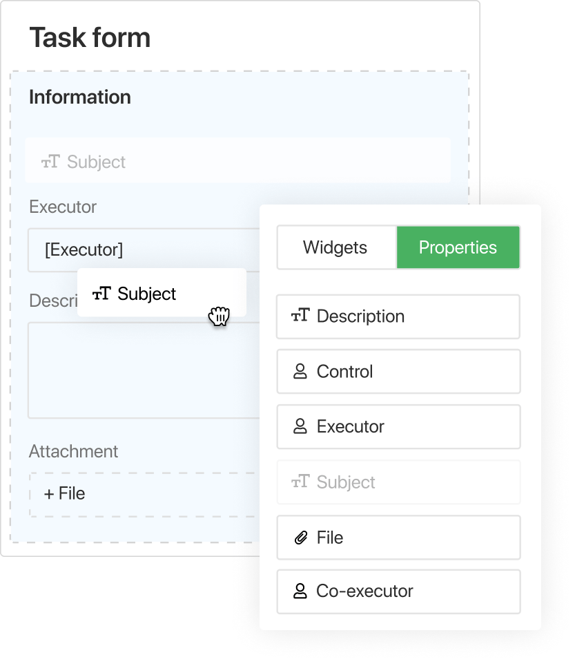 Flexible Anpassung des Aufgabenformulars