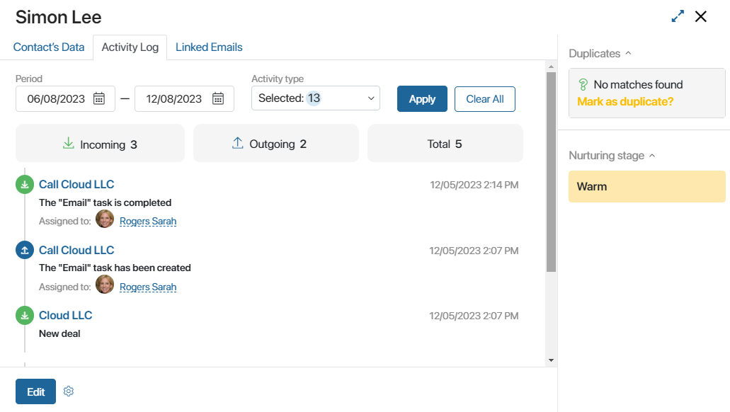 contact-page-activity-log